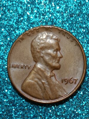 1967 penny doubled die obverse error showing doubling on the date 1967 and LIBERTY inscription